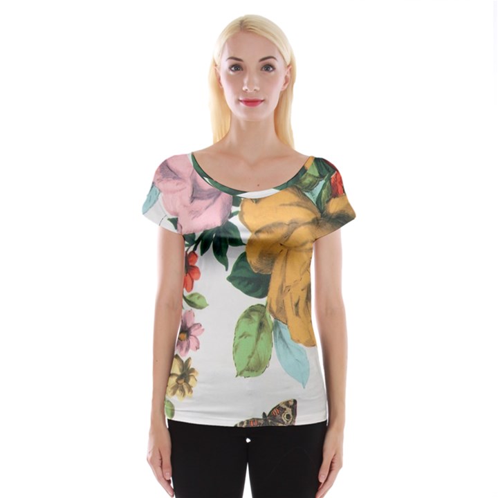 Vintage flower Women s Cap Sleeve Top