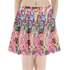 Colorful Flower Pattern Pleated Mini Skirt by Brittlevirginclothing