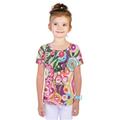 Colorful Flower Pattern Kids  One Piece Tee