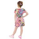 Colorful flower pattern Kids  Short Sleeve Velvet Dress View2