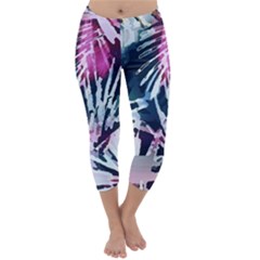 Colorful Palm Pattern Capri Winter Leggings  by Brittlevirginclothing