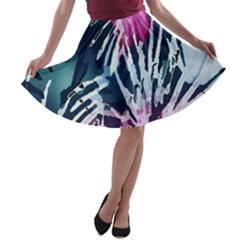 Colorful Palm Pattern A-line Skater Skirt by Brittlevirginclothing