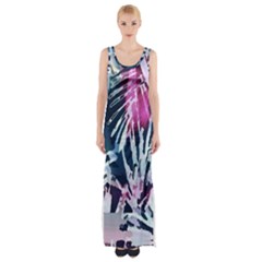 Colorful Palm Pattern Maxi Thigh Split Dress by Brittlevirginclothing