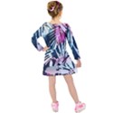 Colorful palm pattern Kids  Long Sleeve Velvet Dress View2