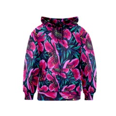 Purple Flowers Kids  Zipper Hoodie by Brittlevirginclothing