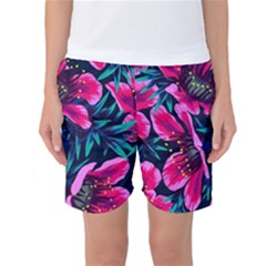 Purple Flowers Women s Basketball Shorts by Brittlevirginclothing