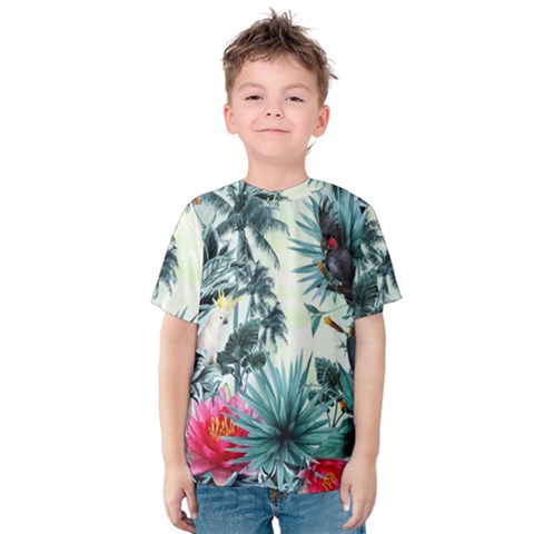 Grey Flowers Kids  Cotton Tee by Brittlevirginclothing