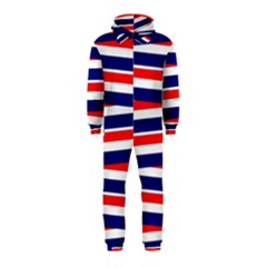 Red White Blue Patriotic Ribbons Hooded Jumpsuit (kids)