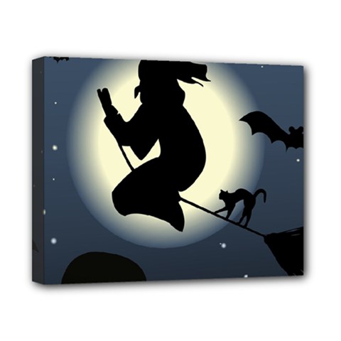 Halloween Card With Witch Vector Clipart Canvas 10  X 8  by Nexatart