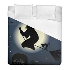 Halloween Card With Witch Vector Clipart Duvet Cover (full/ Double Size)