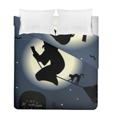 Halloween Card With Witch Vector Clipart Duvet Cover Double Side (full/ Double Size)