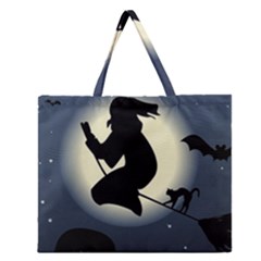 Halloween Card With Witch Vector Clipart Zipper Large Tote Bag by Nexatart