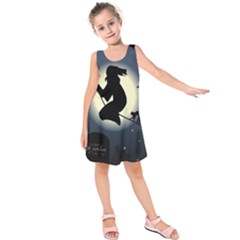 Halloween Card With Witch Vector Clipart Kids  Sleeveless Dress