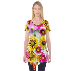 Flowers Blossom Bloom Nature Plant Short Sleeve Tunic  by Nexatart