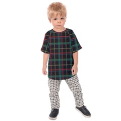 Plaid Tartan Checks Pattern Kids  Raglan Tee