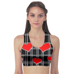 Red Hearts Pattern Sports Bra by Valentinaart