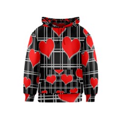 Red Hearts Pattern Kids  Zipper Hoodie by Valentinaart