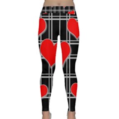 Red Hearts Pattern Classic Yoga Leggings by Valentinaart