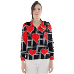 Red Hearts Pattern Wind Breaker (women) by Valentinaart