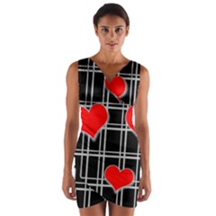 Red Hearts Pattern Wrap Front Bodycon Dress by Valentinaart