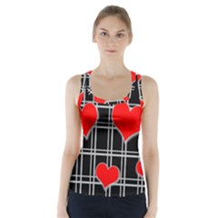 Red Hearts Pattern Racer Back Sports Top