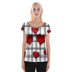 Hearts Pattern Women s Cap Sleeve Top by Valentinaart