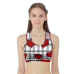 Hearts Pattern Sports Bra With Border by Valentinaart