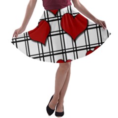 Hearts Pattern A-line Skater Skirt by Valentinaart