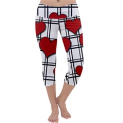 Hearts Pattern Capri Yoga Leggings by Valentinaart