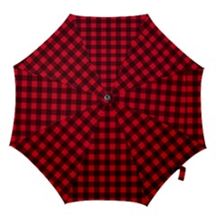 Red And Black Plaid Pattern Hook Handle Umbrellas (large) by Valentinaart