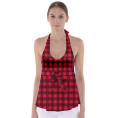 Red And Black Plaid Pattern Babydoll Tankini Top by Valentinaart