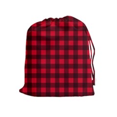 Red And Black Plaid Pattern Drawstring Pouches (extra Large) by Valentinaart