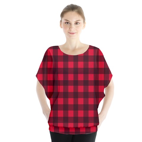 Red And Black Plaid Pattern Blouse by Valentinaart