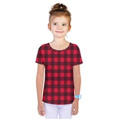 Red And Black Plaid Pattern Kids  One Piece Tee