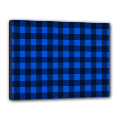 Blue And Black Plaid Pattern Canvas 16  X 12  by Valentinaart