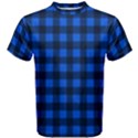 Blue and black plaid pattern Men s Cotton Tee View1