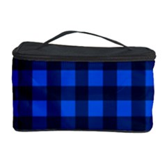 Blue And Black Plaid Pattern Cosmetic Storage Case by Valentinaart