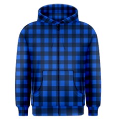 Blue And Black Plaid Pattern Men s Zipper Hoodie by Valentinaart