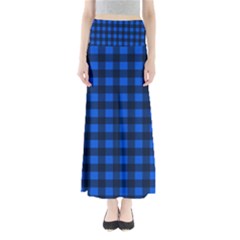 Blue And Black Plaid Pattern Maxi Skirts by Valentinaart