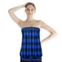 Blue and black plaid pattern Strapless Top View1