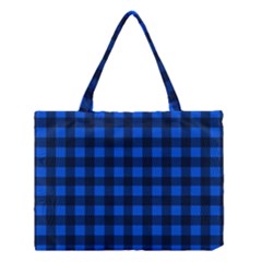 Blue And Black Plaid Pattern Medium Tote Bag