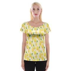 Pattern Template Lemons Yellow Women s Cap Sleeve Top by Nexatart