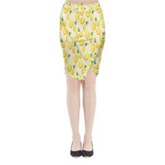 Pattern Template Lemons Yellow Midi Wrap Pencil Skirt