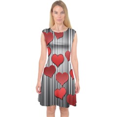 Valentines Day Pattern Capsleeve Midi Dress