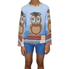 Read Owl Book Owl Glasses Read Kids  Long Sleeve Swimwear by Nexatart