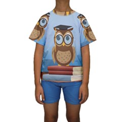 Read Owl Book Owl Glasses Read Kids  Short Sleeve Swimwear by Nexatart