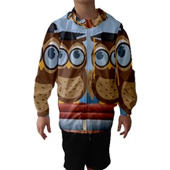 Read Owl Book Owl Glasses Read Hooded Wind Breaker (kids) by Nexatart