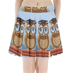 Read Owl Book Owl Glasses Read Pleated Mini Skirt