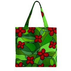 Flowers Zipper Grocery Tote Bag