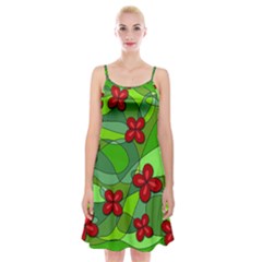 Flowers Spaghetti Strap Velvet Dress by Valentinaart